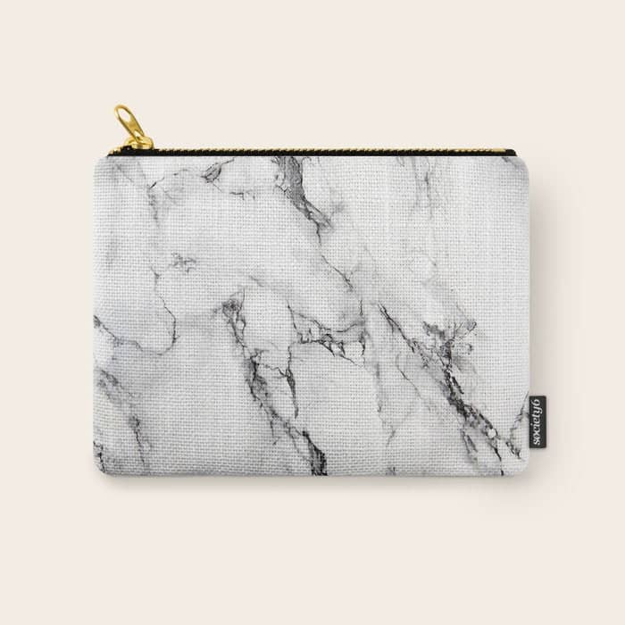 White Faux Marble Texture Carry All Pouch