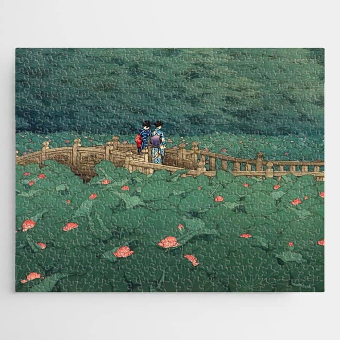 The Pond At Benten Shrine In Shiba Hasui Kawase Jigsaw Puzzle