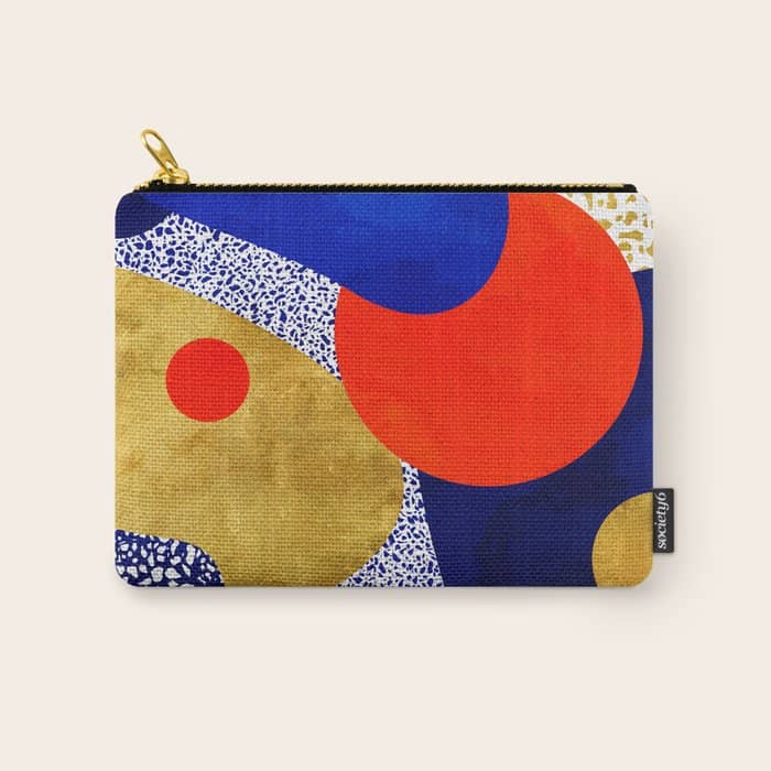 Terrazzo Galaxy Blue Night Yellow Gold Orange Carry All Pouch