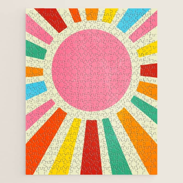 Retro Sunrise: Rainbow Edition Jigsaw Puzzle