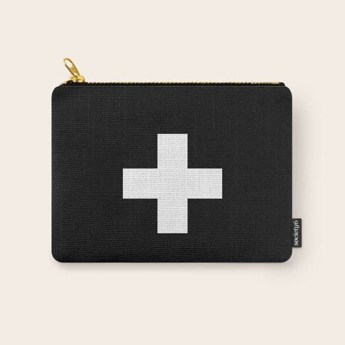 Swiss Cross Black And White Scandinavian Design For Minimalism Home Room Wall Decor Art Apartment Carry All Pouch