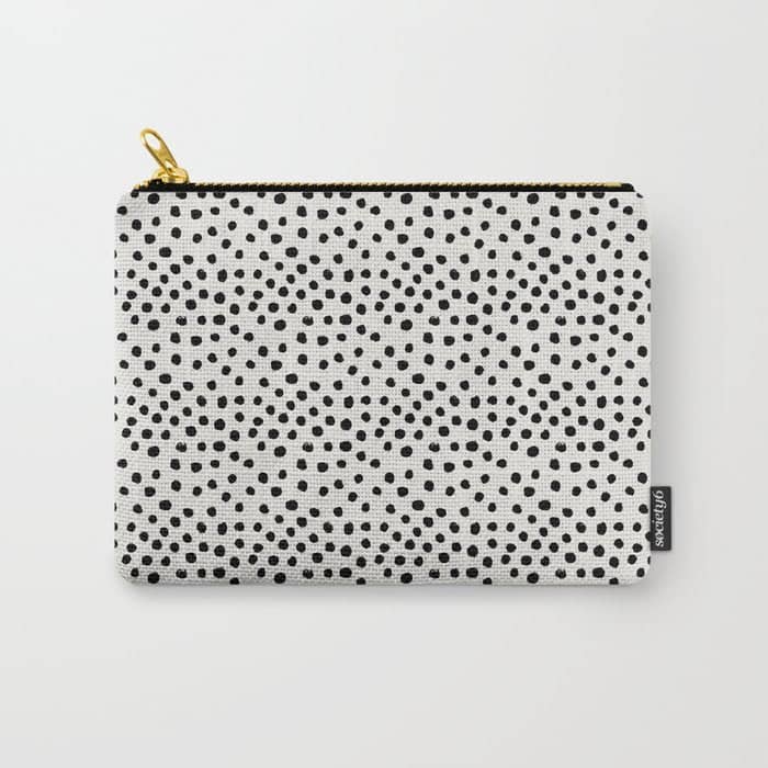 Preppy Brushstroke Free Polka Dots Black And White Spots Dots Dalmation Animal Spots Design Minimal Carry All Pouch
