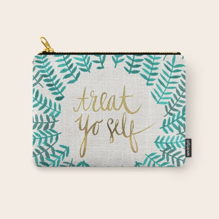 Treat Yo Self Gold & Turquoise Carry All Pouch