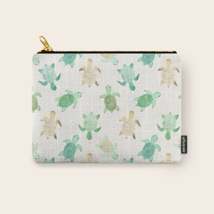 Gilded Jade & Mint Turtles Carry All Pouch