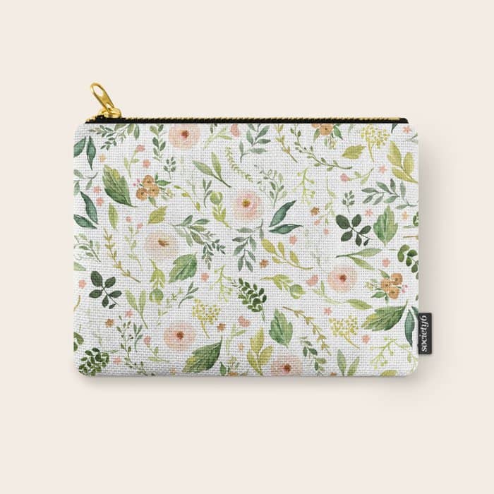 Botanical Spring Flowers Carry All Pouch