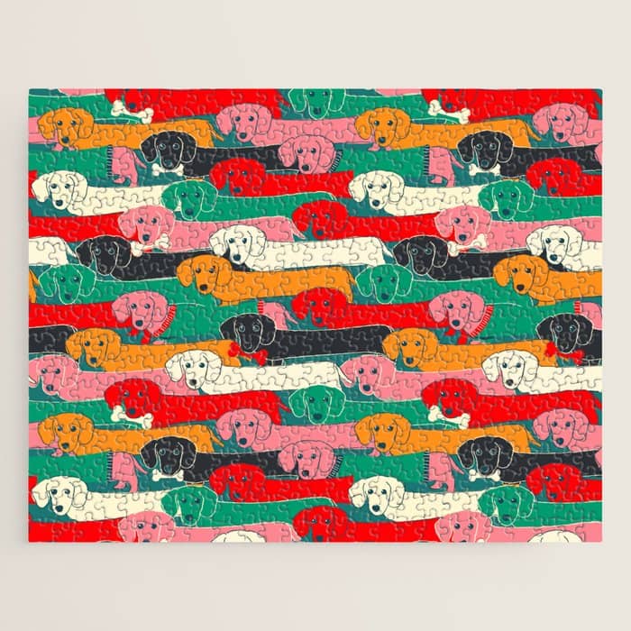 Dachshund Pattern- Happy Dogs Jigsaw Puzzle