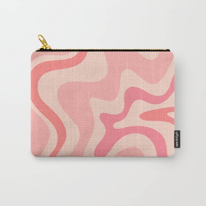 Retro Liquid Swirl Abstract In Soft Pink Carry All Pouch