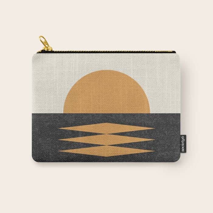 Sunset Geometric Midcentury Style Carry All Pouch