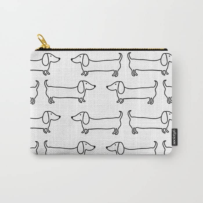Dachshund In Black-White Carry All Pouch