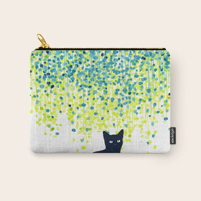 Cat In The Garden Under Willow Tree Carry All Pouch