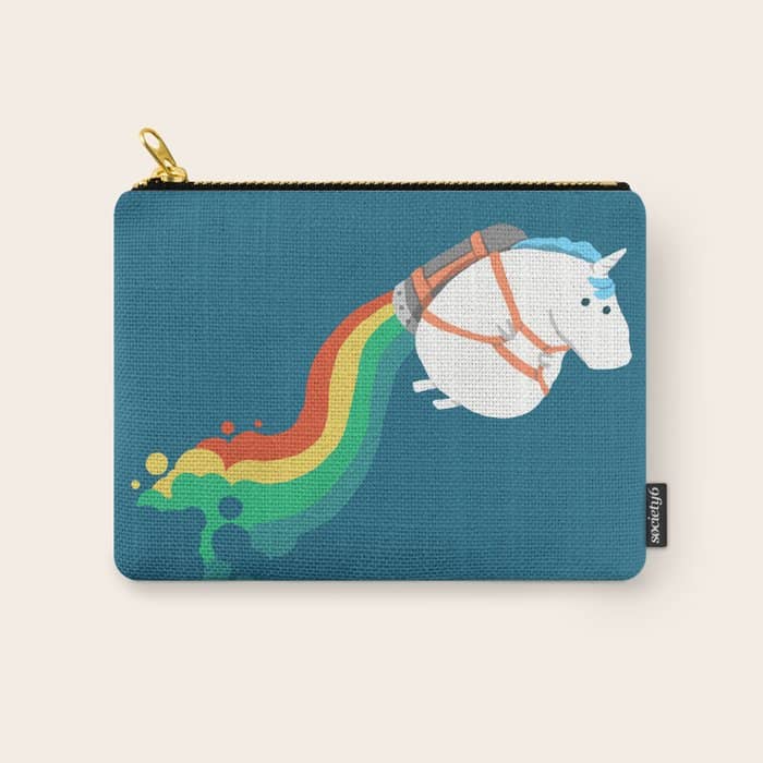 Fat Unicorn On Rainbow Jetpack Carry All Pouch