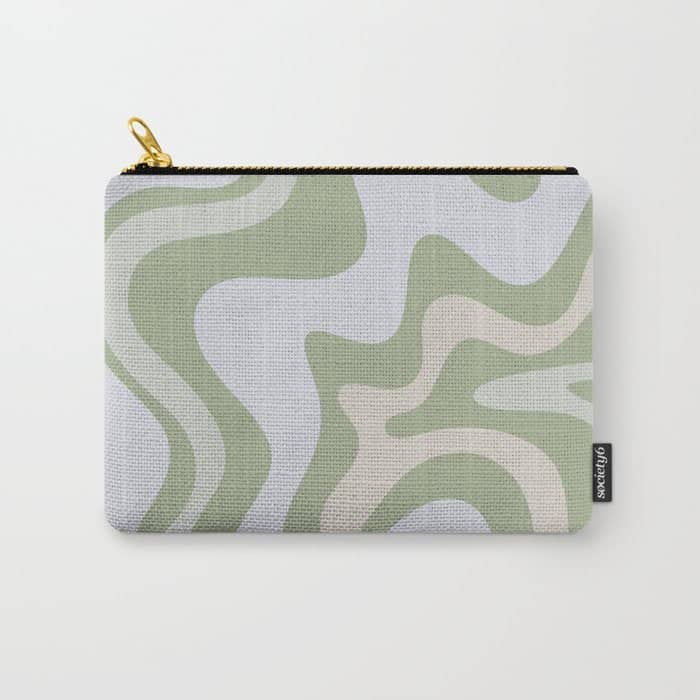 Liquid Swirl Contemporary Abstract Pattern In Light Sage Green Carry All Pouch