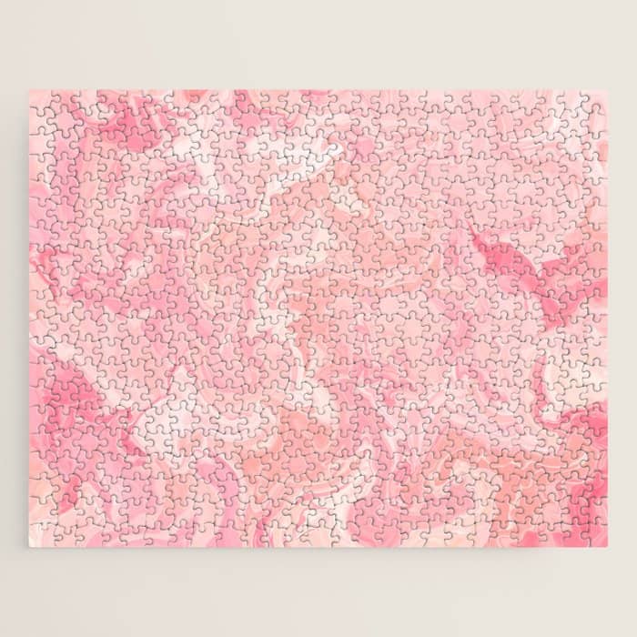 Blush Pink Abstract Watercolor Marble Pattern Jigsaw Puzzle
