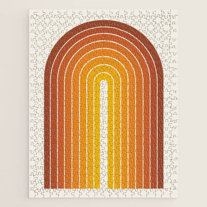 Gradient Arch Ix Retro Orange Mid Century Modern Rainbow Jigsaw Puzzle