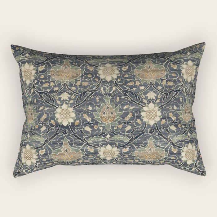 William Morris Vintage Montreal Indigo Slate Rectangular Pillow