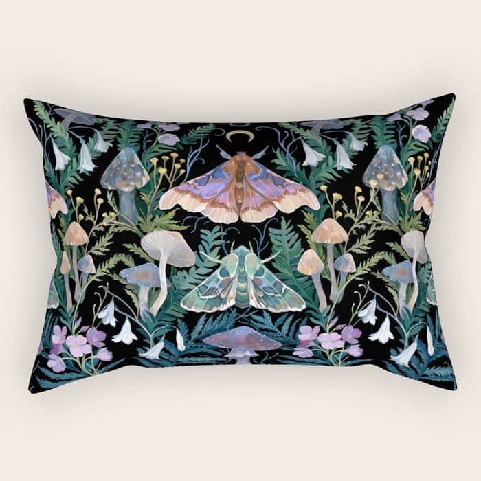 Sphinx Moth Moon Garden Rectangular Pillow