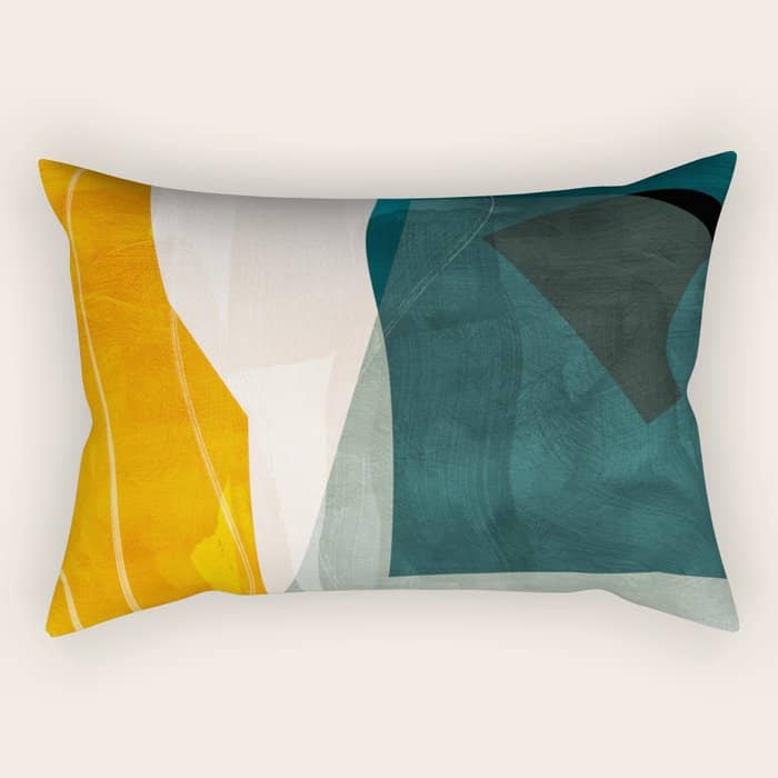 Mid Century Shapes Abstract Painting 3 Rectangular Pillow