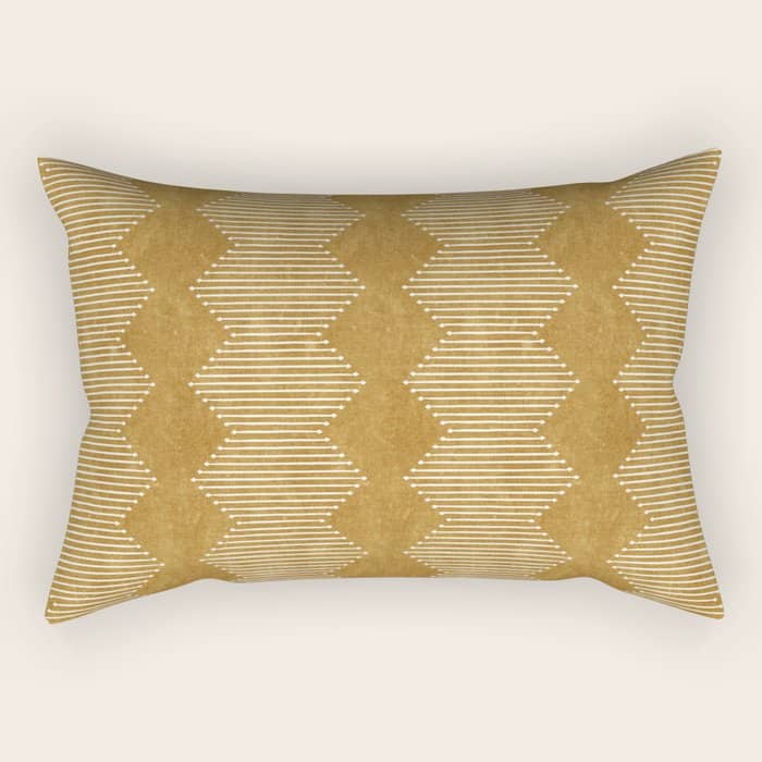 Mudcloth Diamonds - Mustard Rectangular Pillow