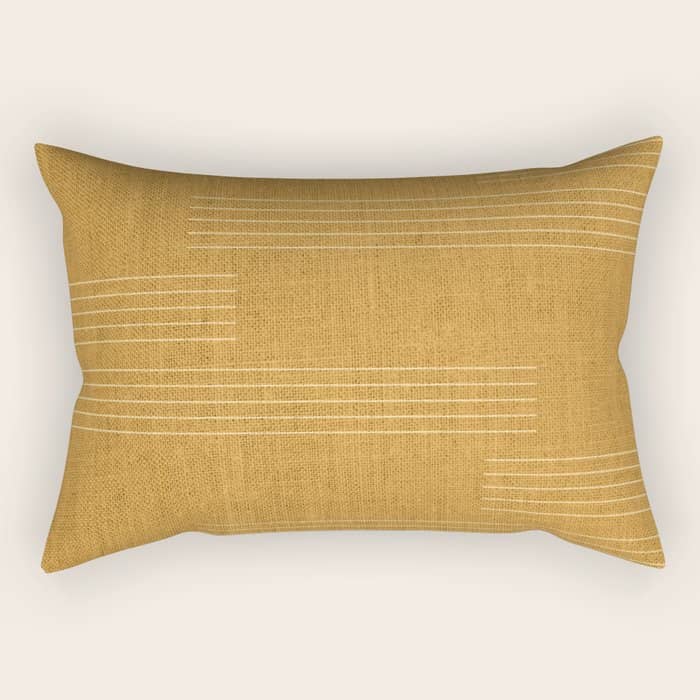 Minimal, Fine Stripe, Pattern, In Yellow Rectangular Pillow