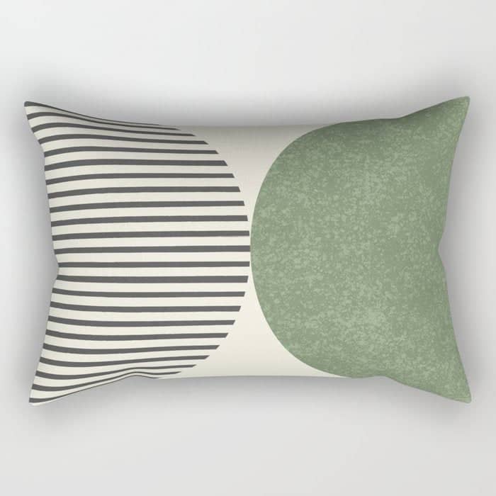 Semicircle Stripes - Green Rectangular Pillow
