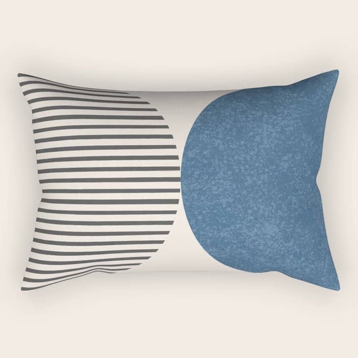 Semicircle Stripes - Blue Rectangular Pillow