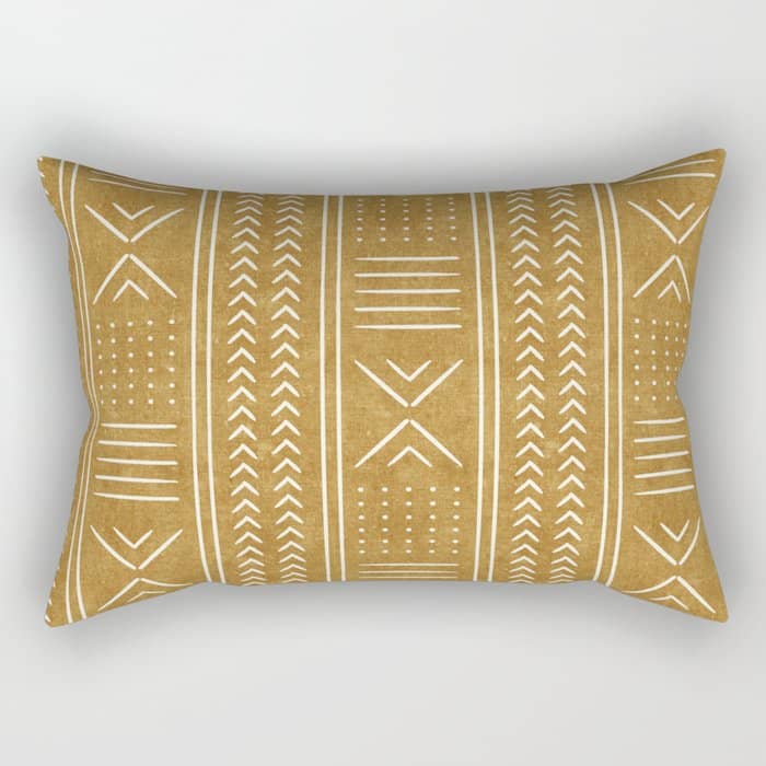 Mustard Mud Cloth - Arrow Cross Rectangular Pillow