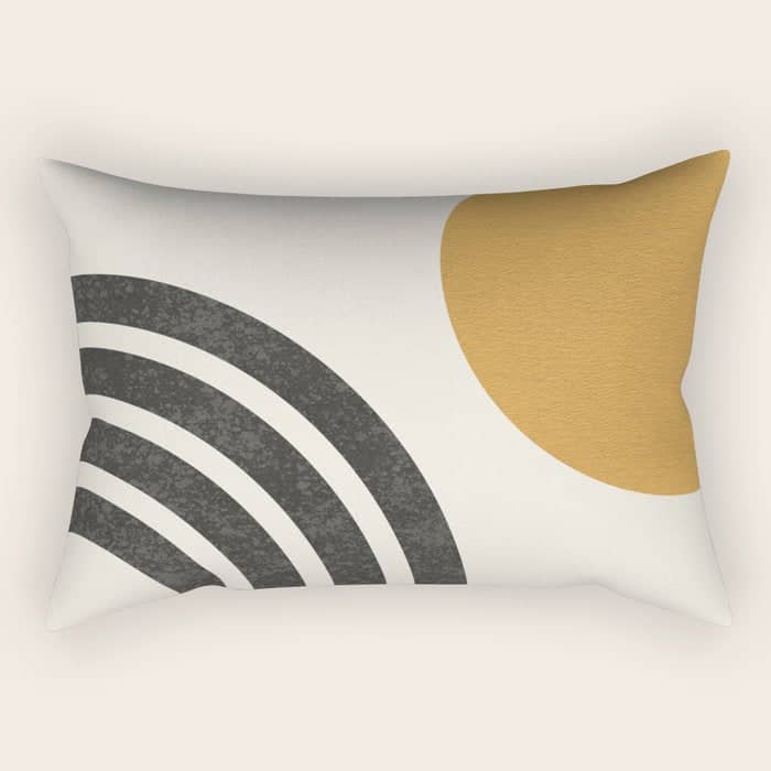 Mid Century Modern Landscape - Sun And Rainbow  Rectangular Pillow