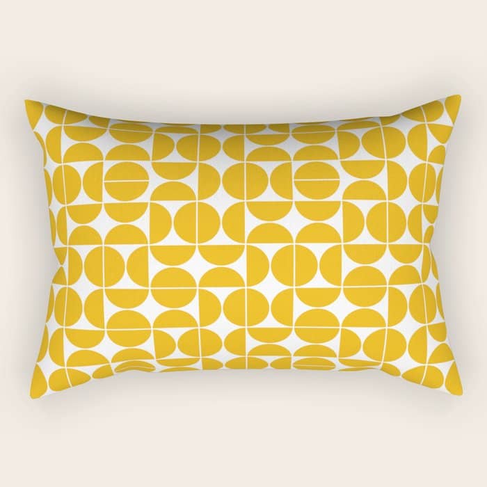 Mid Century Modern Geo 04b Yellow Rectangular Pillow
