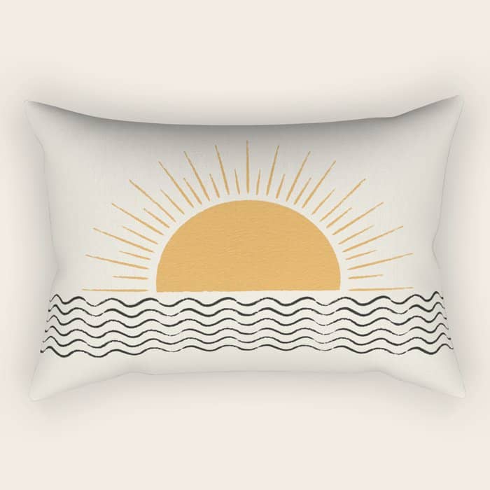 Sunrise Ocean -  Mid Century Modern Style Rectangular Pillow
