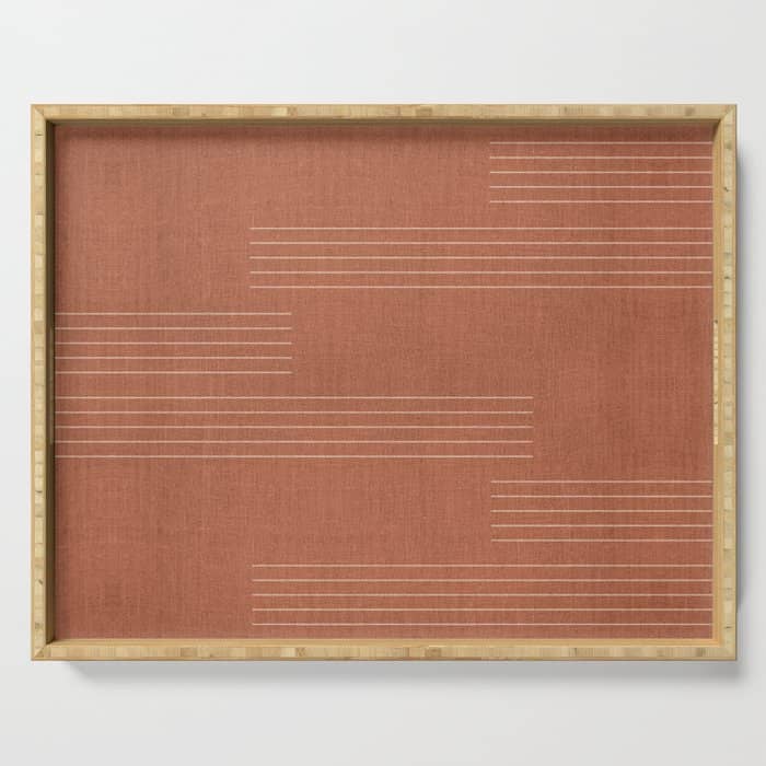 Minimal, Pattern, Boho Prints, Terracotta Serving Tray