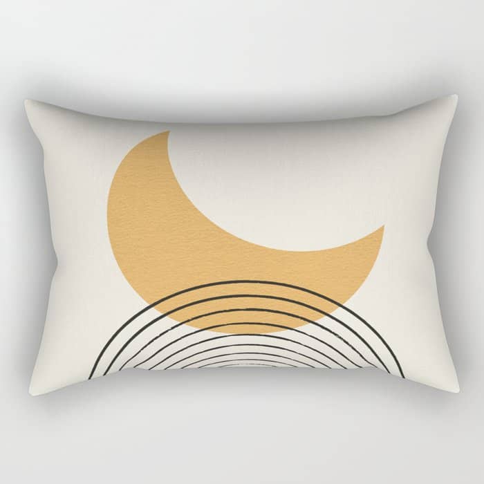 Moon Mountain Gold - Mid Century Style Rectangular Pillow