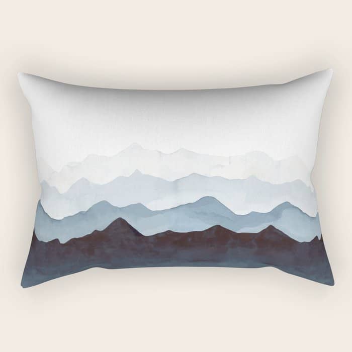 Indigo Mountains Landscape Rectangular Pillow