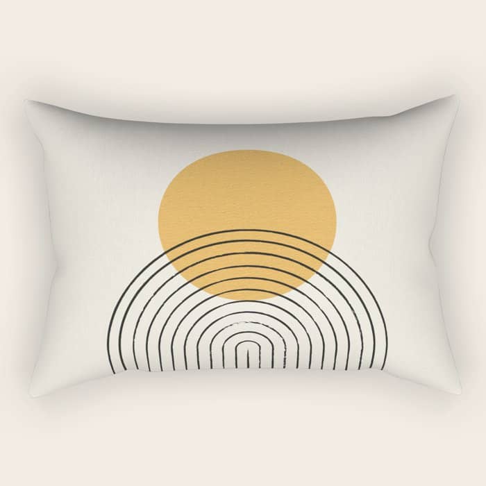Gold Sun Rainbow Mountain Rectangular Pillow