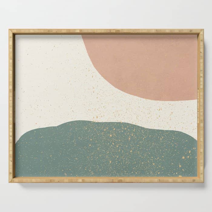 Minimalist Painting - Terra Green Serving Tray