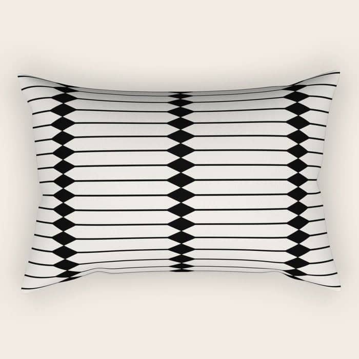 Minimal Geometric Pattern - Black Rectangular Pillow