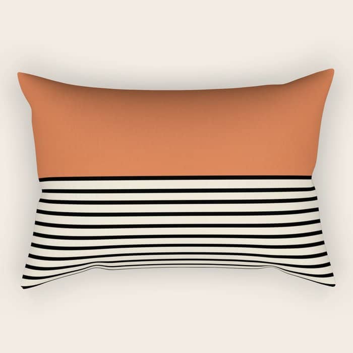 Sunrise Sunset I - Orange Black Rectangular Pillow
