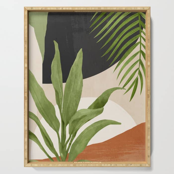 Abstract Art Tropical Leaf 11 Serving Tray