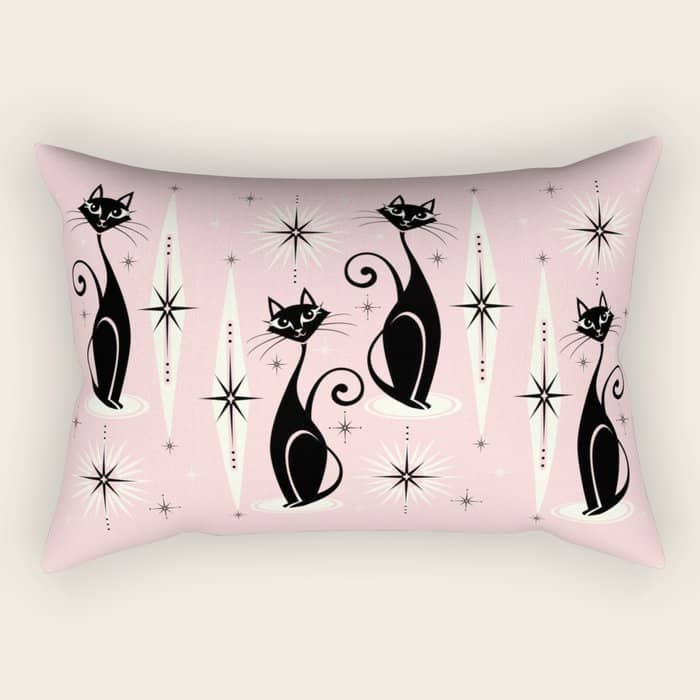 Mid Century Meow Retro Atomic Cats ©Studioxtine Rectangular Pillow