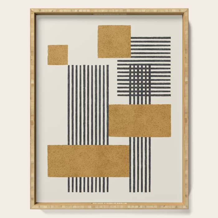 Stripes And Square Composition - Abstract Serving Tray