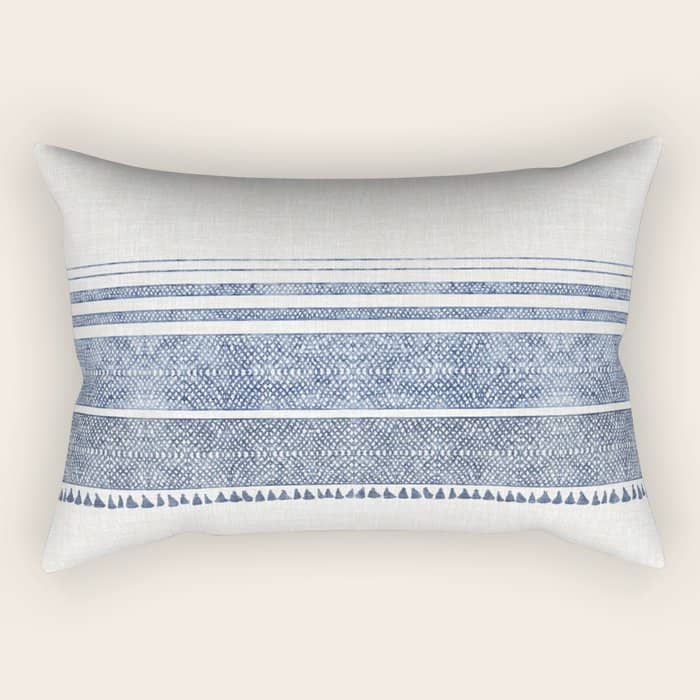 French Linen Chambray Tassel Rectangular Pillow