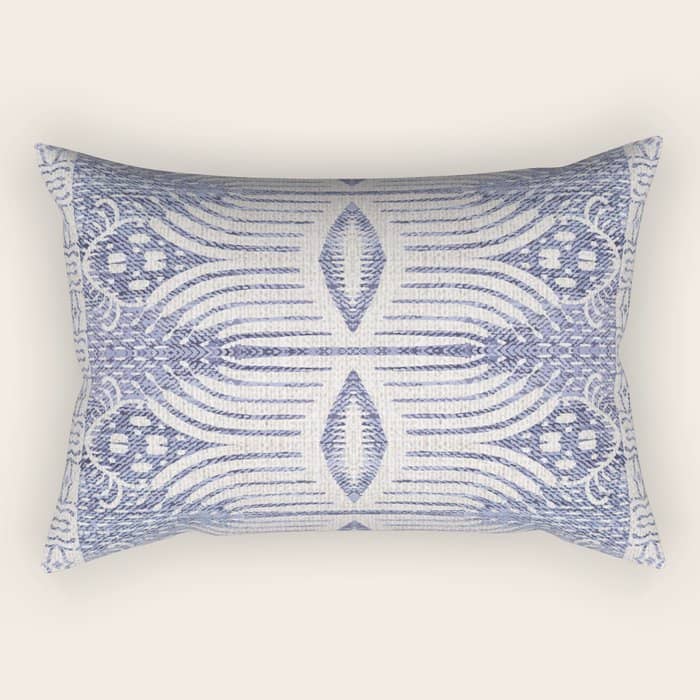 French Linen Tribal Ikat Rectangular Pillow