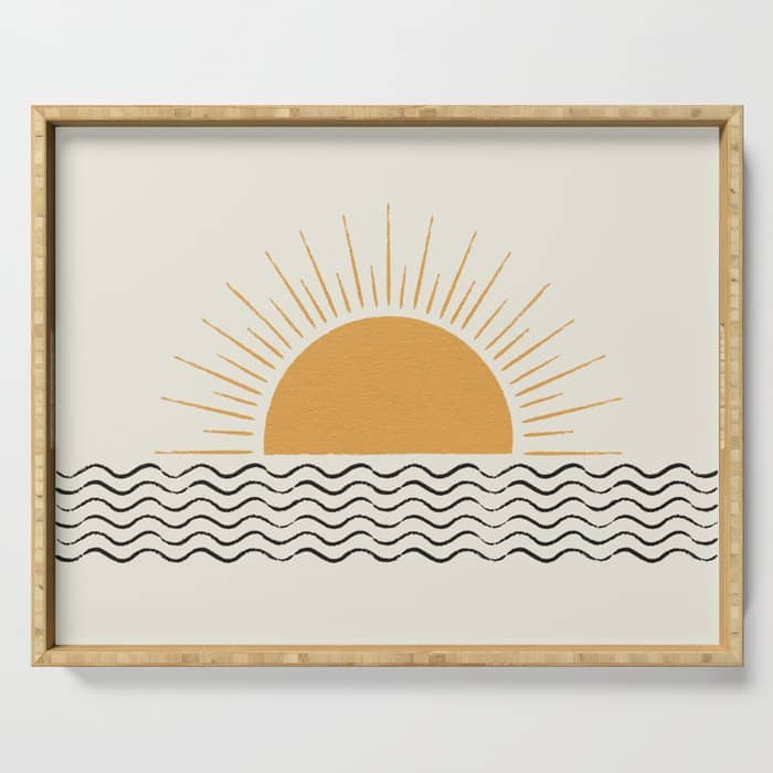 Sunrise Ocean -  Mid Century Modern Style Serving Tray
