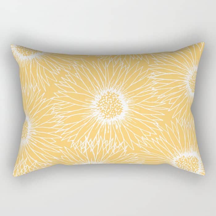 Yellow Sunflowers Line Art Rectangular Pillow