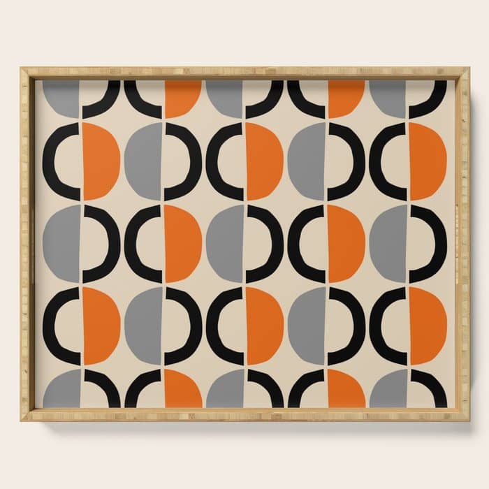 Mid Century Decor 548 Beige Black Gray And Orange Serving Tray