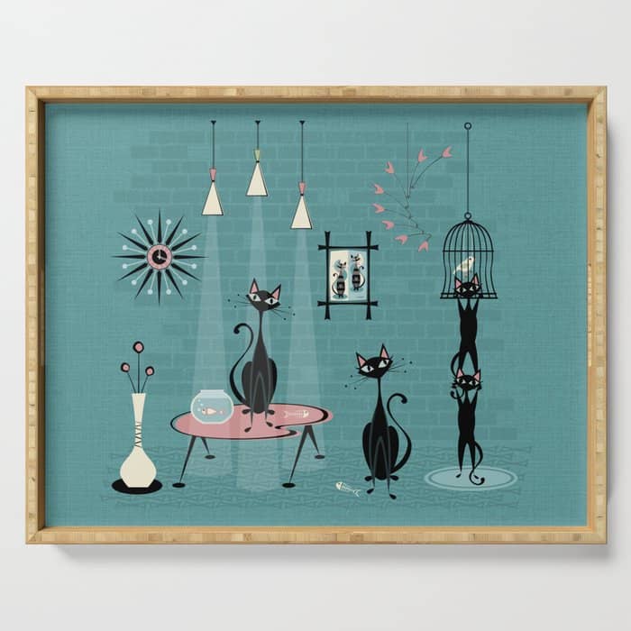 Mid Century Kitty Mischief - ©Studioxtine Serving Tray