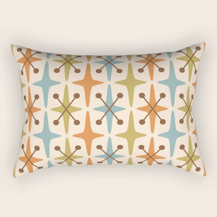 Mid Century Modern Googie Star Pattern Mid Mod Rectangular Pillow