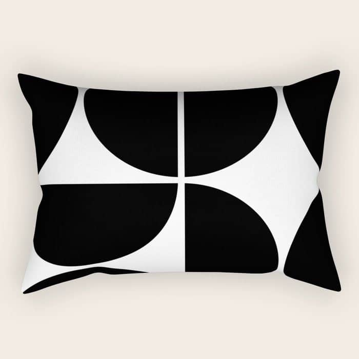 Mid Century Modern Black Square Rectangular Pillow