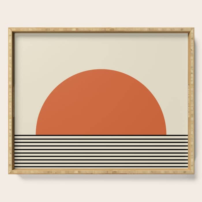 Sunrise Sunset I - Orange Black Serving Tray