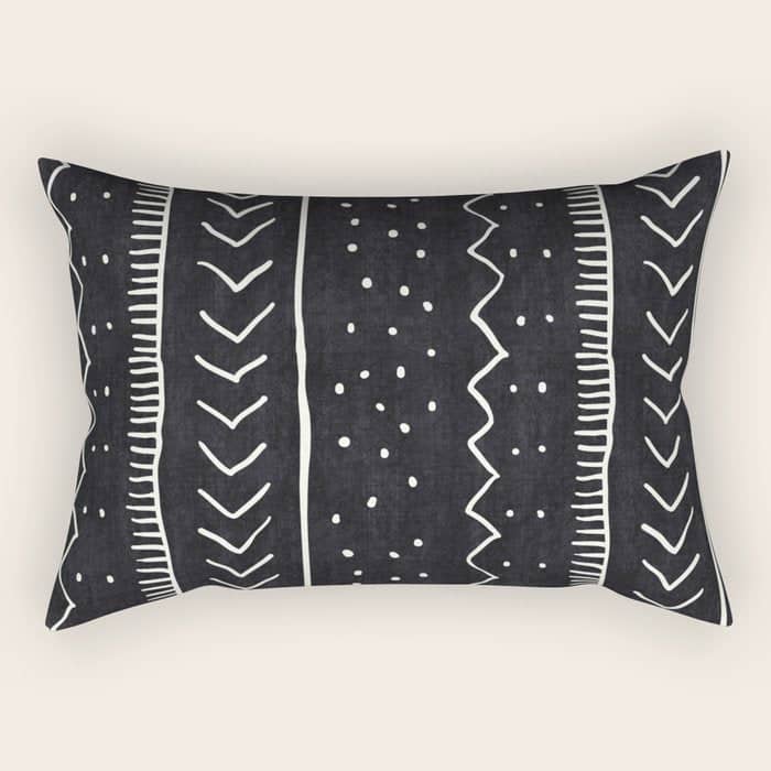Cute Geometric Stripe In Black And White Rectangular Pillow