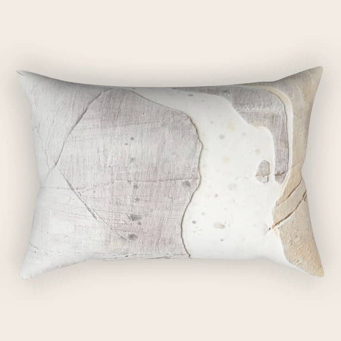 Feels: A Neutral, Textured, Abstract Piece In Whites By Alyssa Hamilton Art Rectangular Pillow